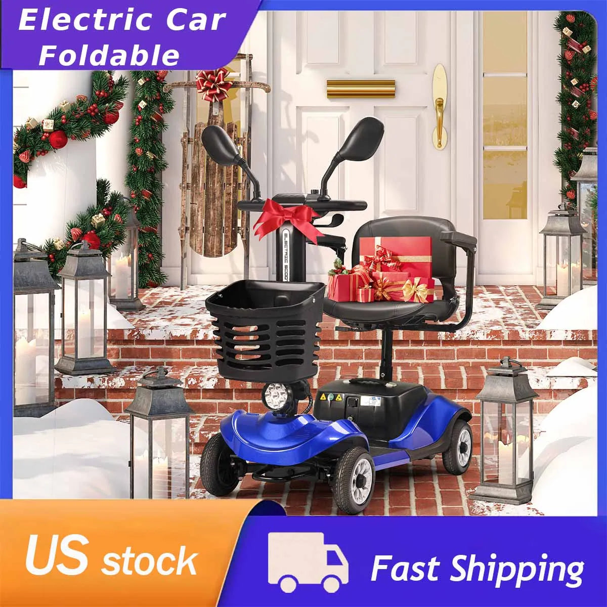 Mobile Wheelchair for Seniors Elderly Folding Compact Travel Scooter with Basket