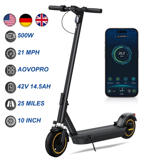 AOVOPRO ESMAX Electric Scooter 500W 40km/h Adult Electric Scooter Smart APP Double Shock Absorbing Foldable Electric Scooter