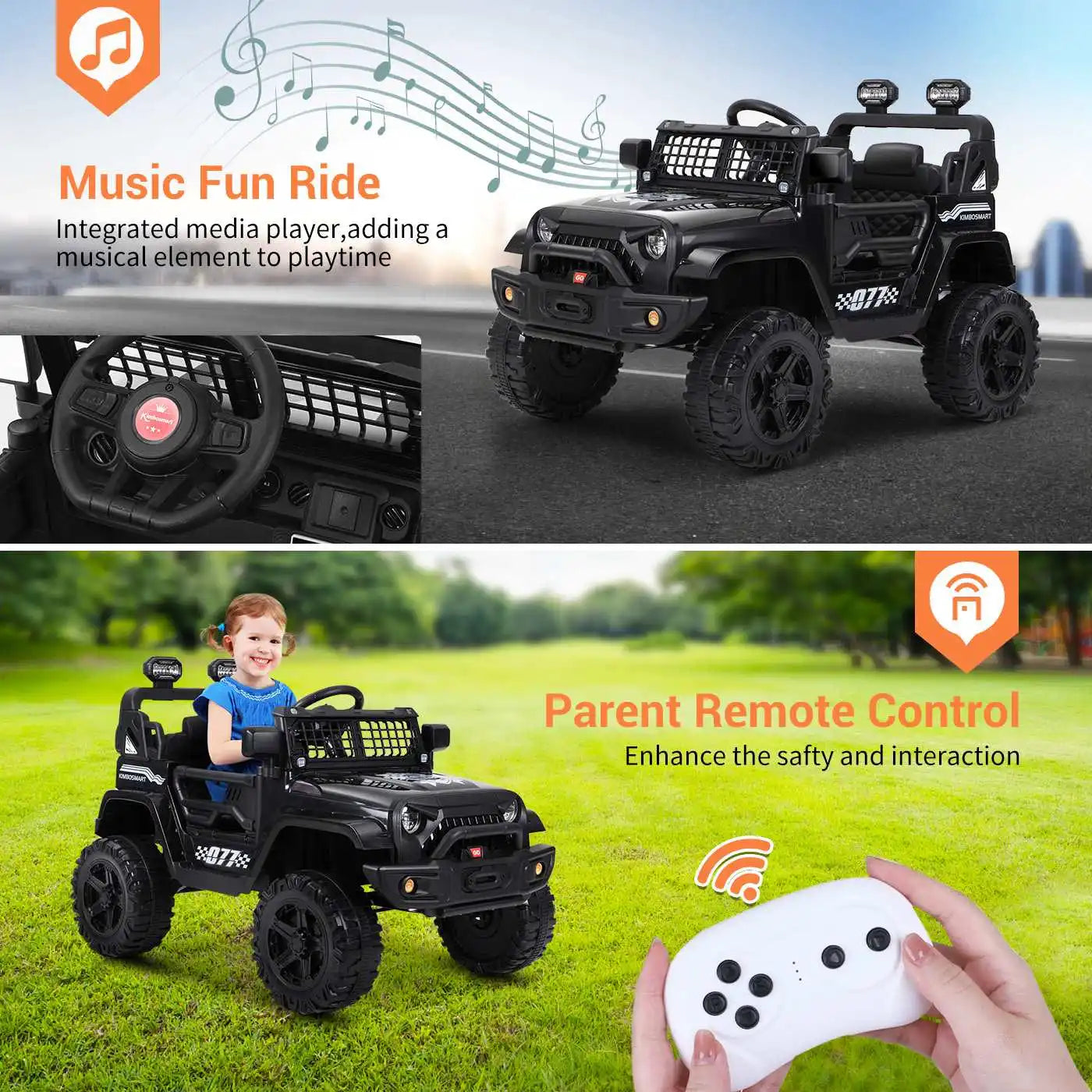 Kimbosmart 12V Electric Vehicle Car For Children Ride On Cars Electric Off-Road Car with Remote Control Kids Ride On Toys