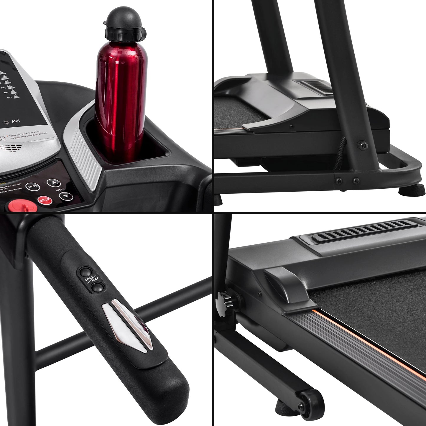Folding Treadmill Electric Machine with 3 Level Incline 12 Preset Programs