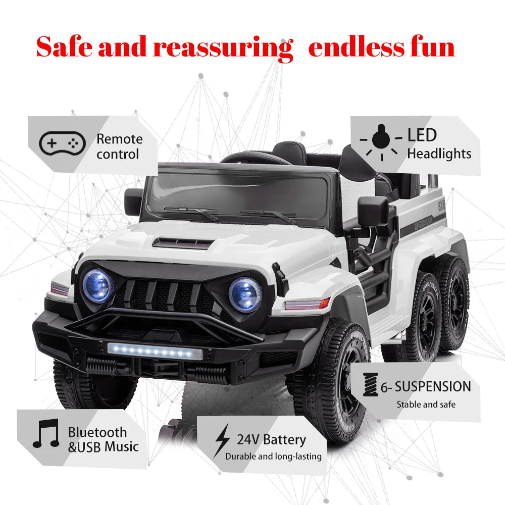 Electric Ride Truck Car with Remote Control, Powered Vehicle with Bluetooth Headlight