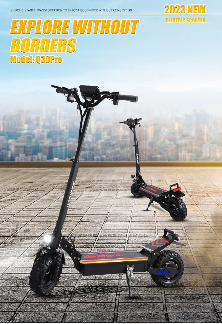 52V 18AH Up To 60KM/H 11 Inch Tire Shock Absorption LCD Folding E-Scooter for Adults