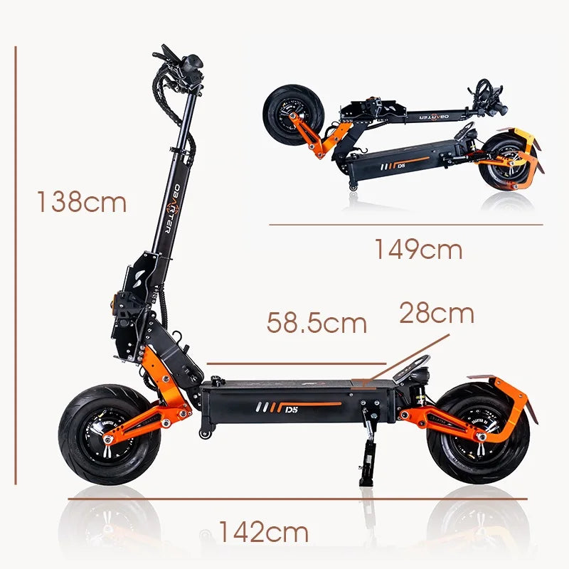 D5 Adults Electric Scooter 5000W 48V 35AH Battery 70KM/H Max Speed 120km Long Range 12'' Tire eScooter Powerful Electric Scooter
