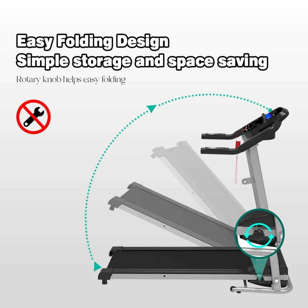 Folding, Portable Treadmill Incline Feature,