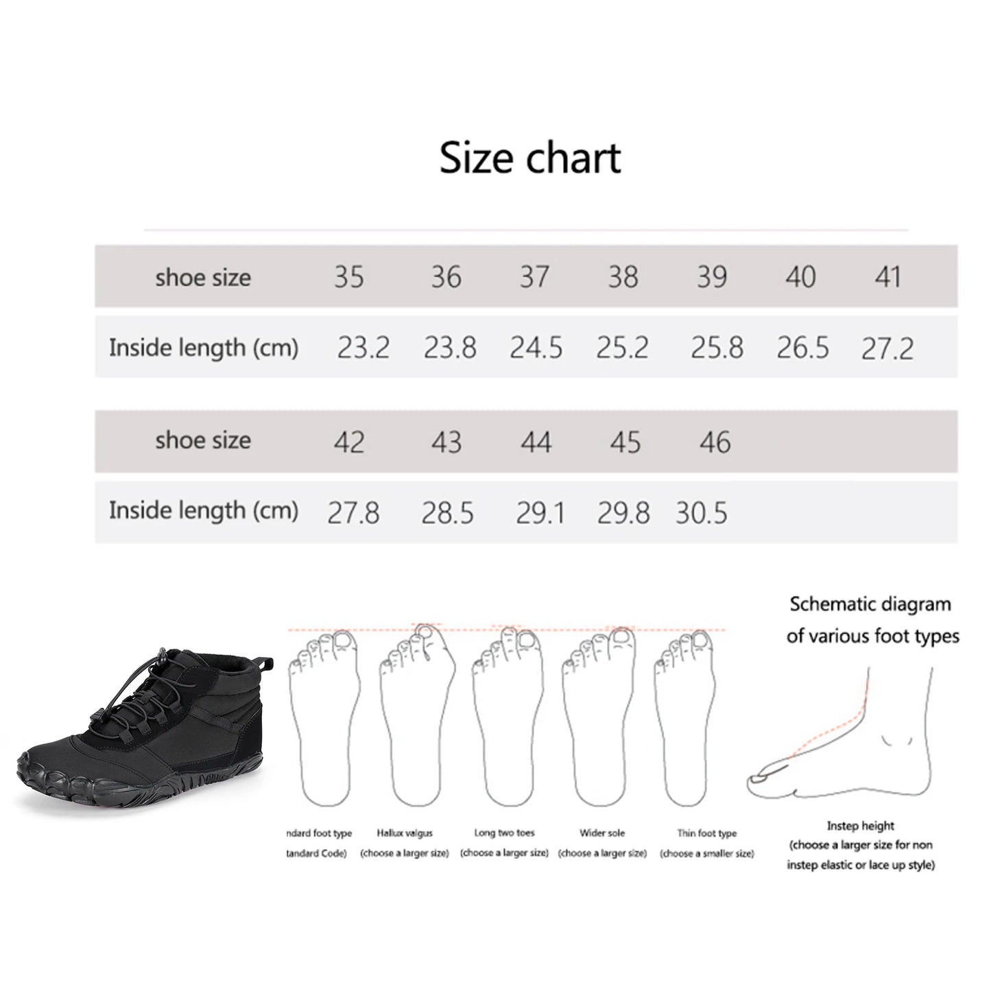 Rubber Running Barefoot Shoes Waterproof Non-Slip Breathable
