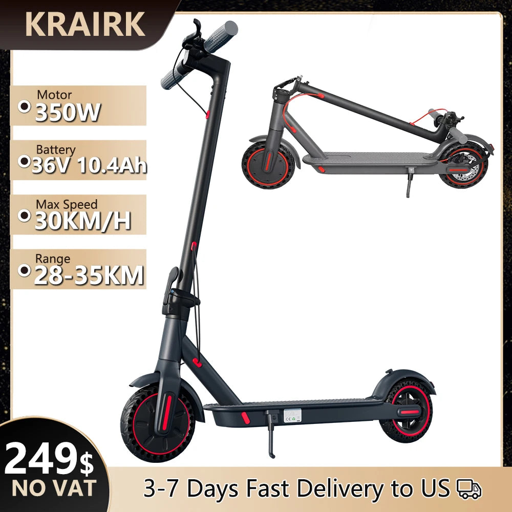 HT-T4 Pro 350W Electric Scooter 10.4Ah Battery 8.5'' Solid Tires Adult Folding eScooter APP Smart Commuter Electric Kick Scooter